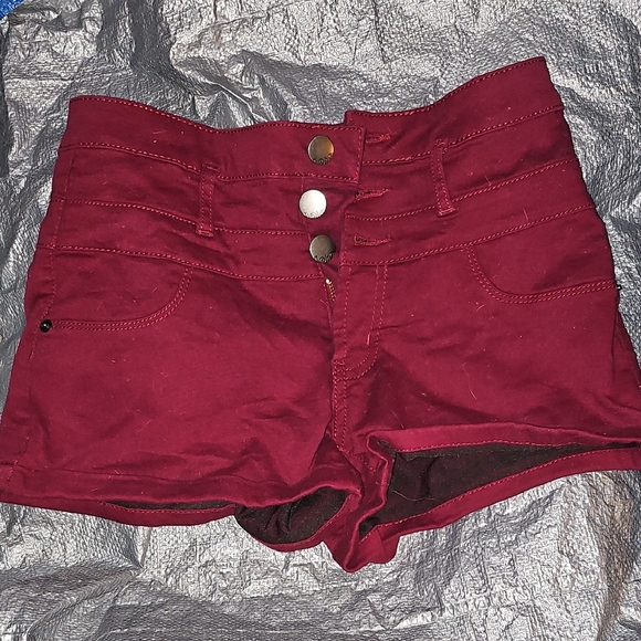 No Boundaries Red High Waist Shorts - Picture 1 of 3